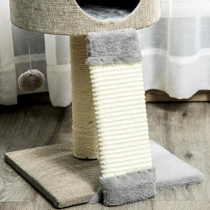 Produktbild PawHut Kratzbaum mit Katzenkasten (50 cm, Grau)