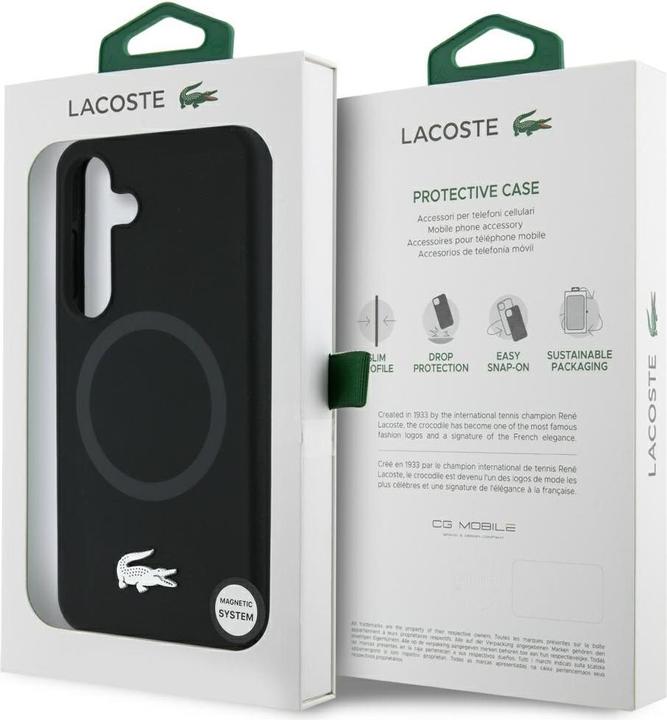 Image du produit Lacoste Case Silicone Microfiber W/ Silver Croc Logo MagSafe for Samsung Galaxy S25 black (Samsung Galaxy S25 Ultra)