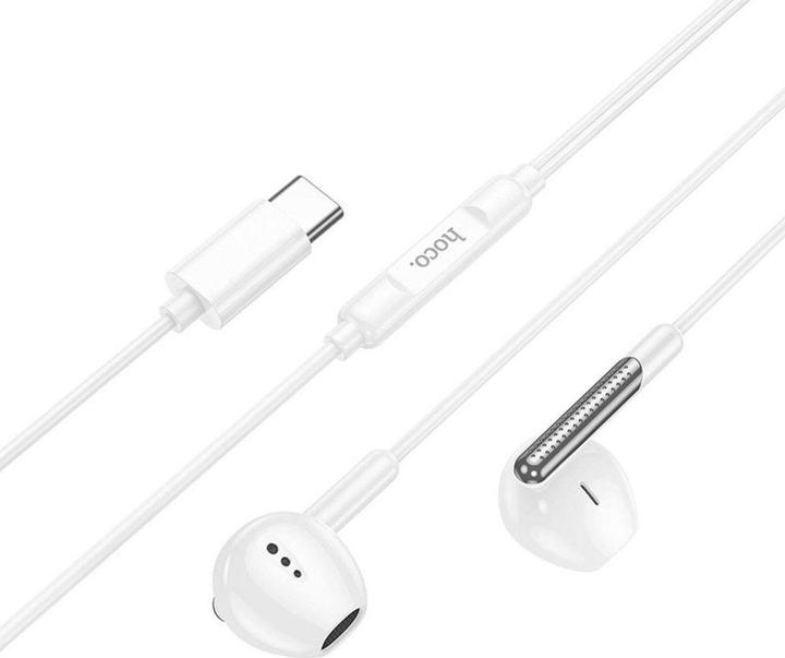 Actual product image Hoco Wired headphones EOL wire earphones Type C with microphone M123 white