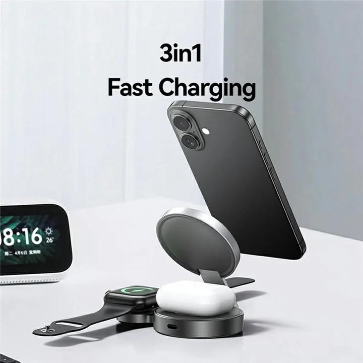 Actual product image Usams Foldable 3-in-1 15W Inductive Charge for Phone/Apple Watch/headphones CD234WXC01 (US-CD234) (15 W)
