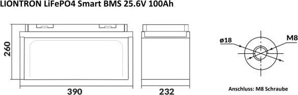 Image du produit Liontron Smart BMS 25,6V 100Ah Arctic (25.60 V, 100 Ah)