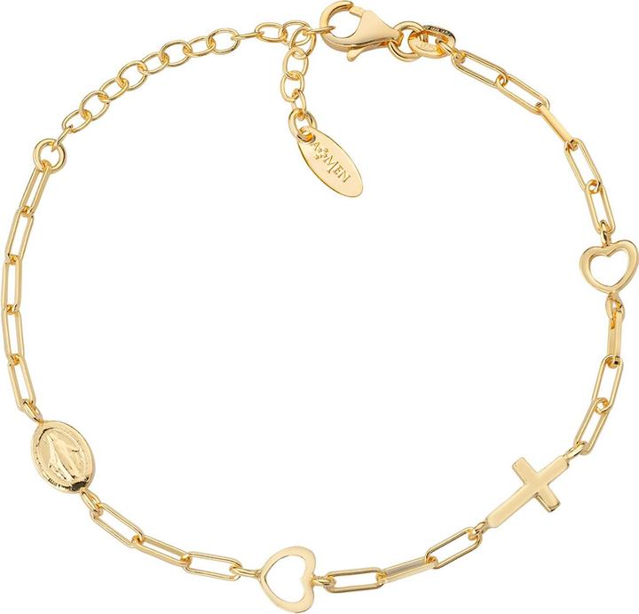 Amen Cross and Hearts Armband (19 cm, 925er Silber)