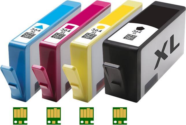 Produktbild Druckfuxx 4x CHIP PATRONEN für HP-364XL C5370 C5373 C5380 C5383 C5390 C5400 C630