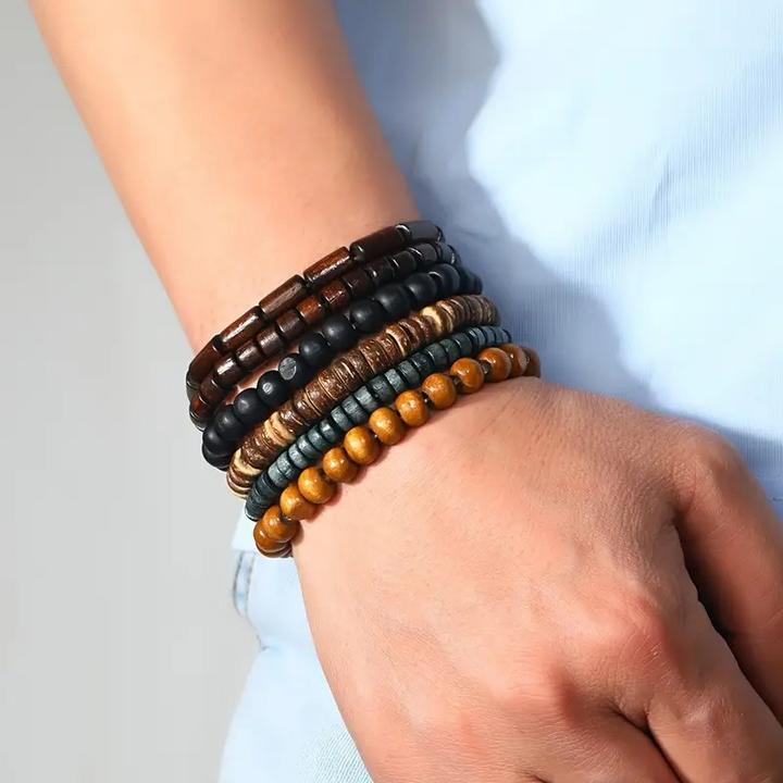 Actual product image Cbx 36 pieces leather bracelets mix styles size adjustable, handmade bracelets (Faux leather, Wood and cotton)