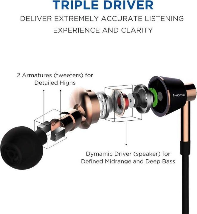 Image du produit 1More E1001 triple-driver (ANC, Filaire)