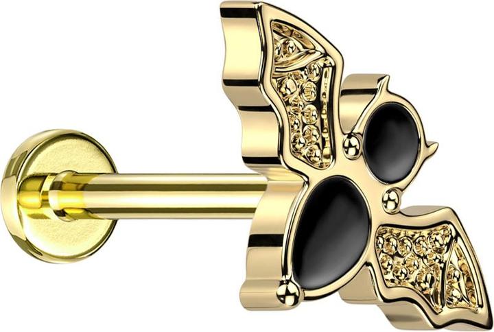 Produktbild Star Piercing Micro Threadless Labret vergoldet Fledermaus vergoldet (ohne Messing, Titan G23)