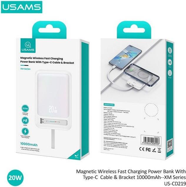 Actual product image Usams MagSafe Powerbank Fast Charging (10000 mAh, 20 W, 37 Wh)