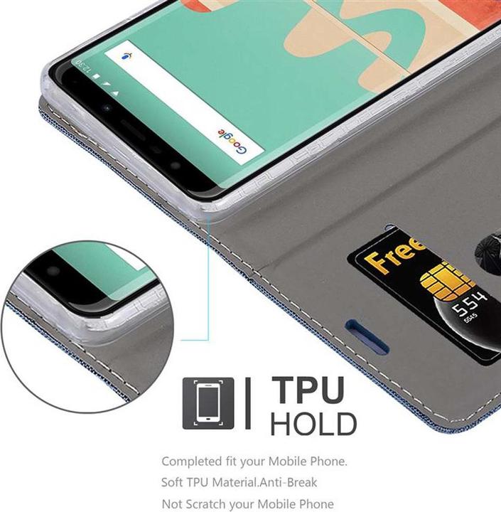 Produktbild Cadorabo Book Jeans Optik Cover (Wiko View Go)