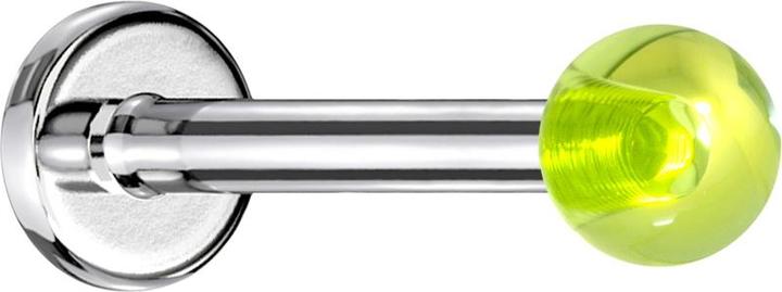 Star Piercing Labret silber mit Kugel grün "Glow" (Acryl, ohne Messing, Chirurgenstahl 316L)
