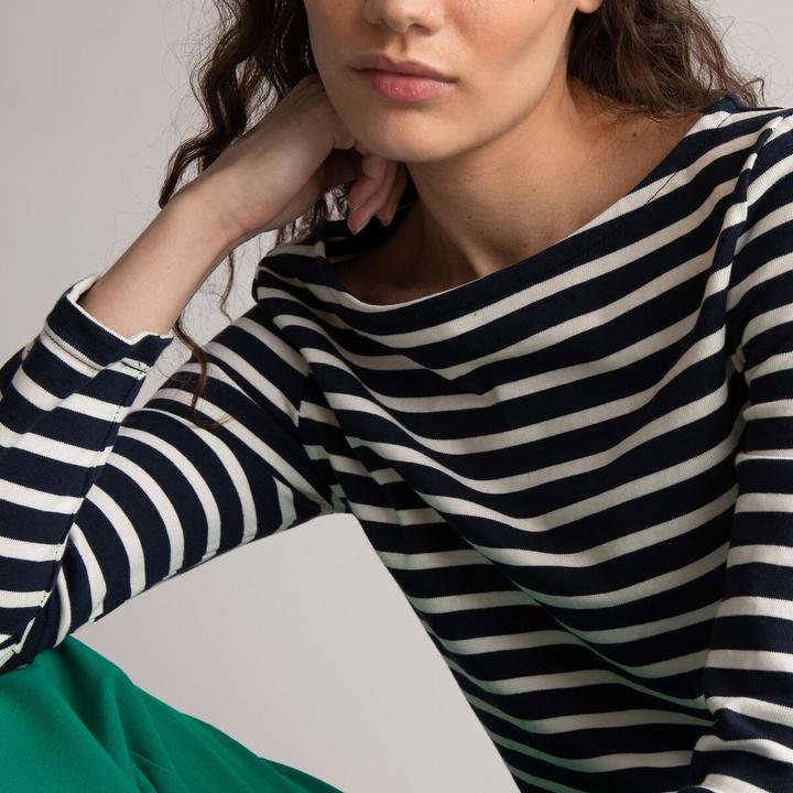 Produktbild La Redoute Collections Langarmshirt mit U-Boot-Ausschnitt und Streifenmuster (XS)