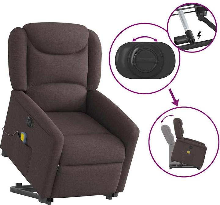 Immagine prodotto VidaXL Poltrona massaggiante elettrica con ausilio per la risalita in tessuto marrone scuro