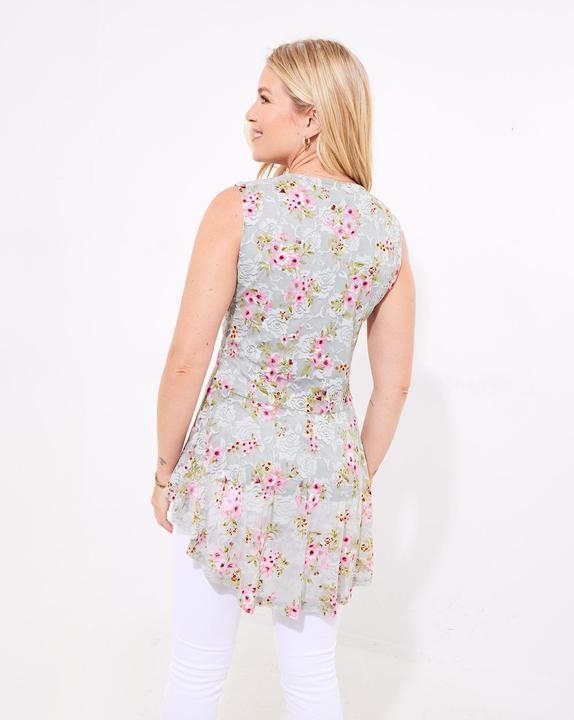 Actual product image Joe Browns Lace Zip Neck Floral Sleeveless Top (40)
