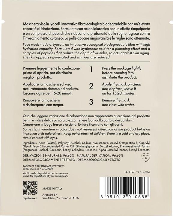 Immagine prodotto Alkemy Maschera Viso Antirughe – Acido Ialuronico