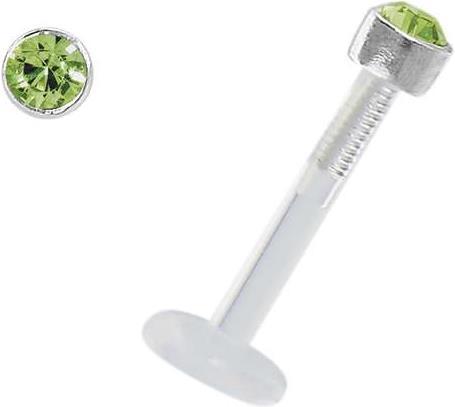Bijouteria Piercing für Lippe/Tragus (Bioplast, Silber 925, Swarovski Kristall)