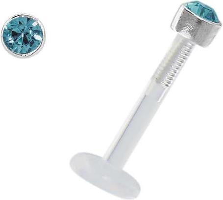 Bijouteria Piercing für Lippe/Tragus (Bioplast, Silber 925, Swarovski Kristall)
