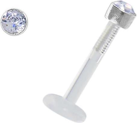 Bijouteria Piercing für Lippe/Tragus (Bioplast, Silber 925, Swarovski Kristall)
