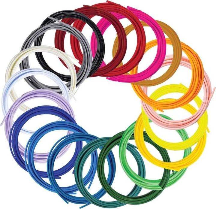 Image du produit 3Doodler Flow zwoje 1,75 mm,4,8m/ 20 szt. (PLA, 1.75 mm, 300 g, Vert, Pink, Noir, Jaune, Bleu, Transparent, Orange, Blanc, Violet, Or)