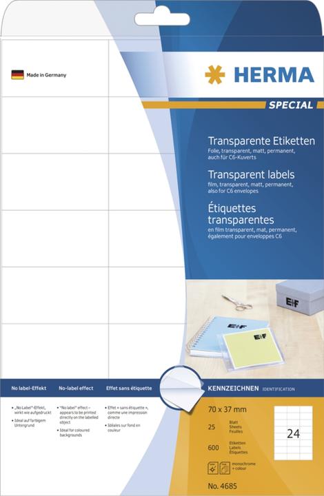 Actual product image HERMA Transparent address labels A4