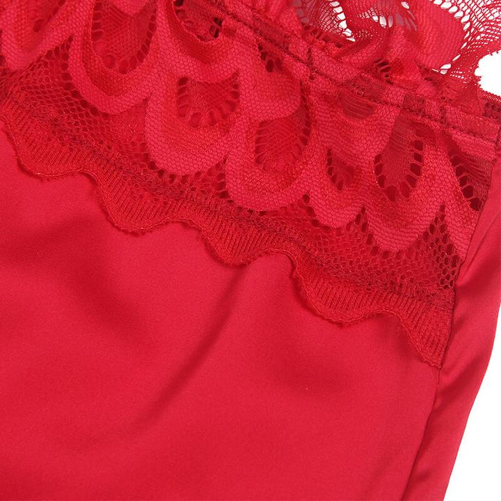 Image du produit Subblime Babydoll En Satin Avec Dentelle Rouge S/M (S, M)