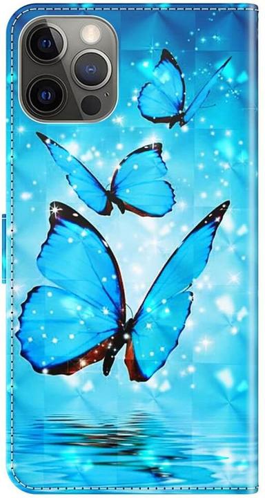 Produktbild Cover-Discount iPhone 15 - Etui Glitzer Effekt Schmetterling blau (Apple iPhone 15)