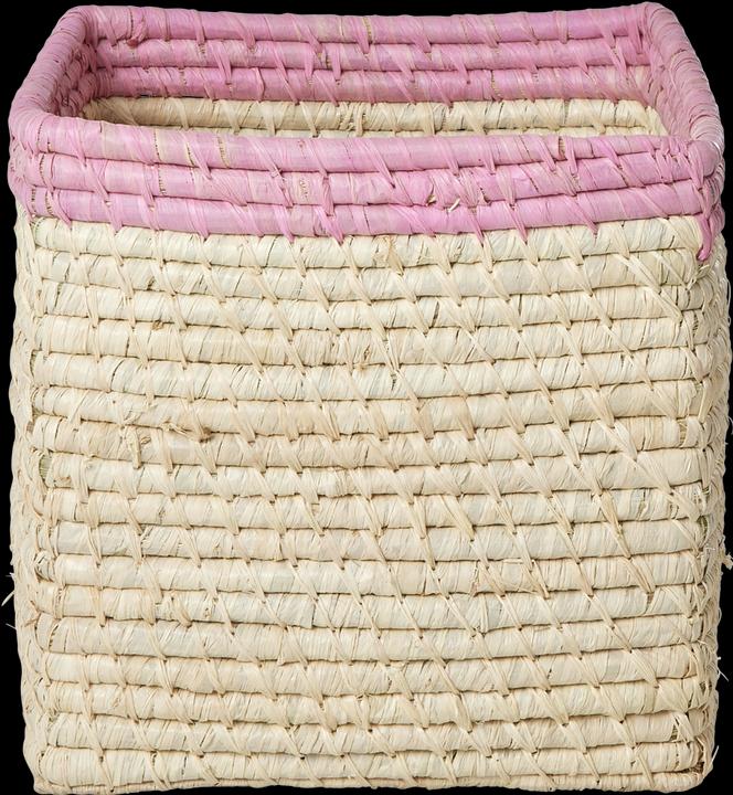 Actual product image Rice Selection Varzi Stationery Since 1956 Basket Square Bast With Pink Border (1 x, 20 x 20 x 20 cm)