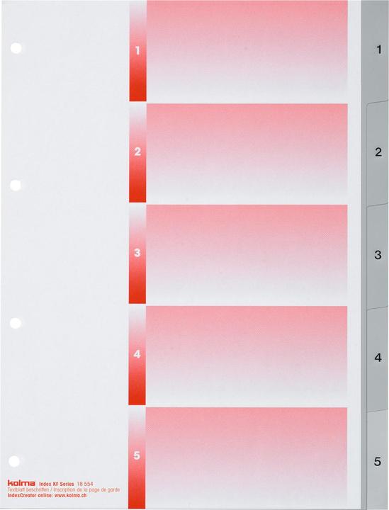 Produktbild Kolma Register A4 strong 1-5 5-teilig grau