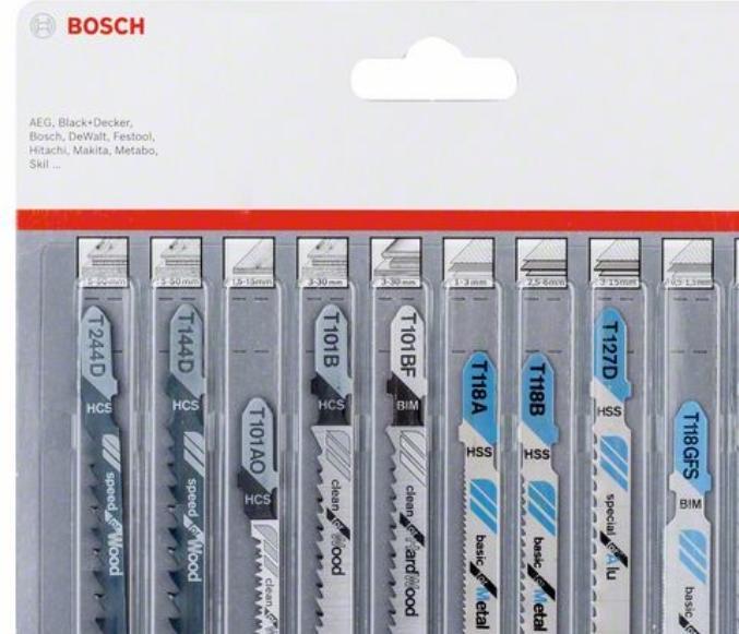 Bosch Professional Zubehör Stichsägeblatt-Set All in One, 10-teilig