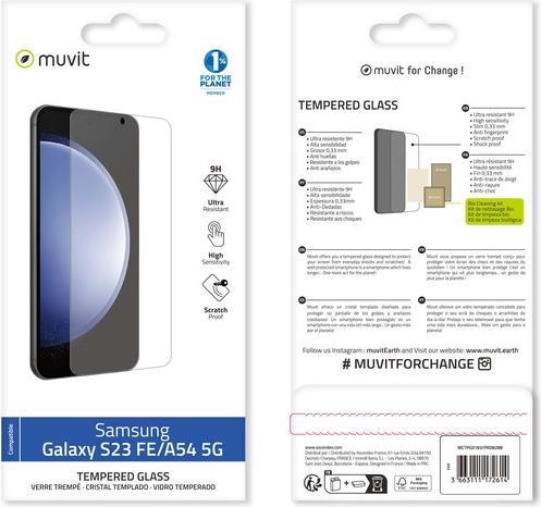 Actual product image Muvit Samsung Galaxy A54 Tempered Screen Glass By Transparent (1 Piece, Samsung Galaxy S23 FE)