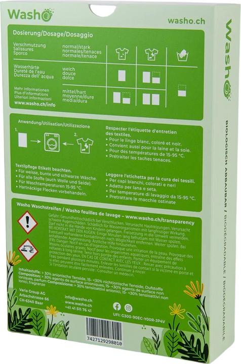 Actual product image Washo Washing strips (60 Washing cycles, Washcloths)