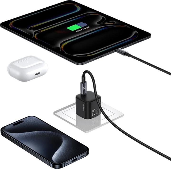 Immagine prodotto Usams Wall Charger JO Series CC260 20W USB-C + 1m USB-C/Lightning Cable White (20 W)
