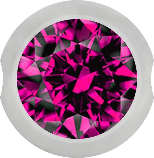 Star Piercing Ball Closure Kugel silber mit Kristall fuchsia (ohne Messing, Chirurgenstahl 316L)