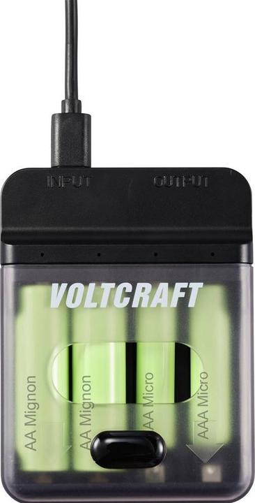 Produktbild Voltcraft VC-BC4-PB1 2in1 Ladegerät & Powerbank (1 Stk., AAA, AA, 500 mAh, Ladegerät ohne Akku)