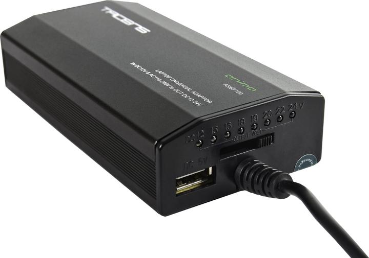 Actual product image Tacens ANBP100 Compact Universal Laptop Charger 100W 100-240V Black (100 W)