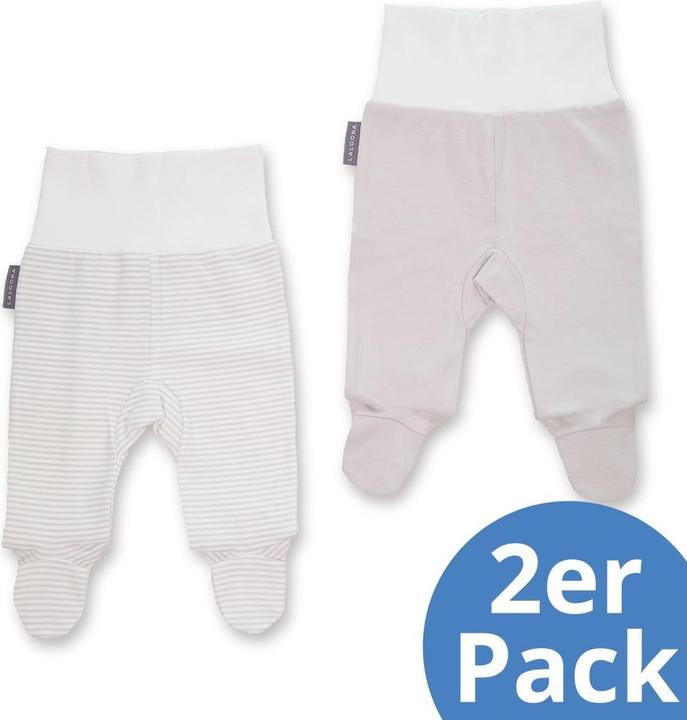 La Loona LaLoona Babyhosen Strampelhose 2er Pack - Stripes - Light Taupe - (68)