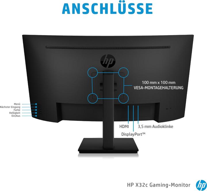Immagine prodotto HP X32c 80 cm (31,5" ) 1920 x 1080 Pixel Full HD LCD Nero (1920 x 1080 pixel, 31.50")