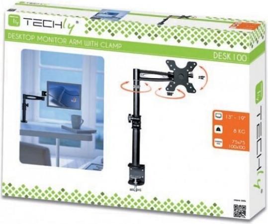 Image du produit Techly Support de bureau pour LCD TV LED 13 27 bras central inclinable pince (Tables, 27")