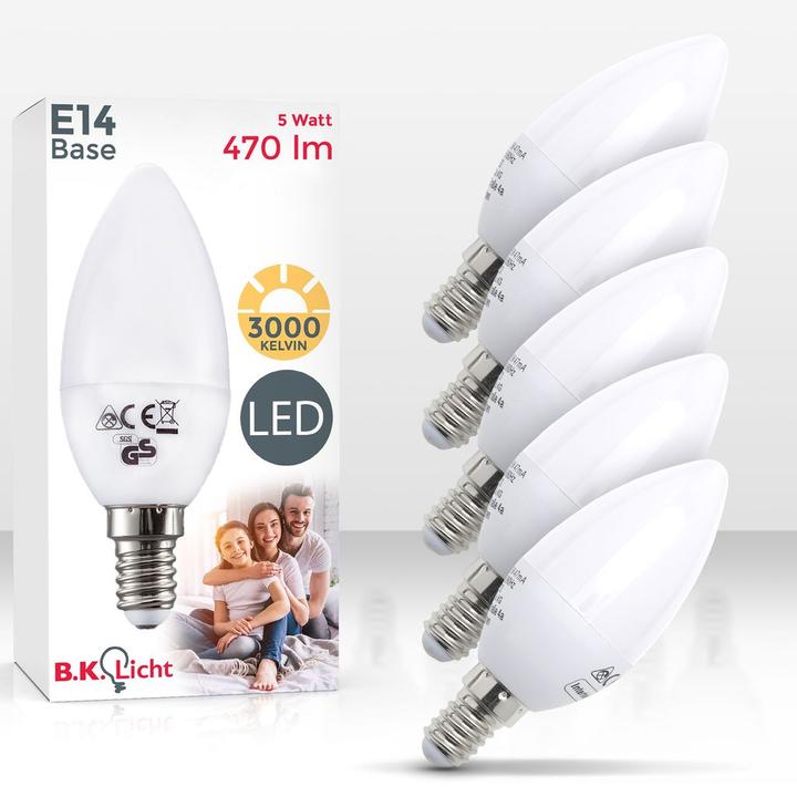 Produktbild B.K.Licht LED Leuchtmittel, 5er-Set, E14/5W (E14, 5 W, 470 lm, 5 x, F)