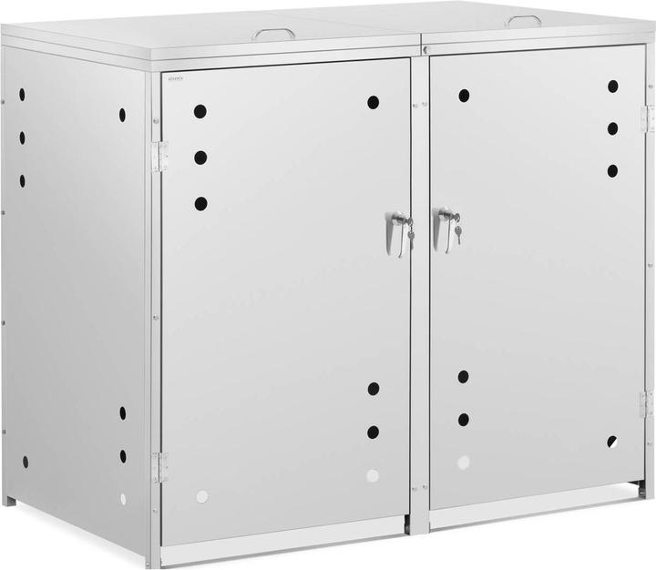Produktbild Ulsonix Mülltonnenbox Edelstahl Mülltonnenverkleidung Mülleimerbox 2 x 240 l Schloss (480 l)