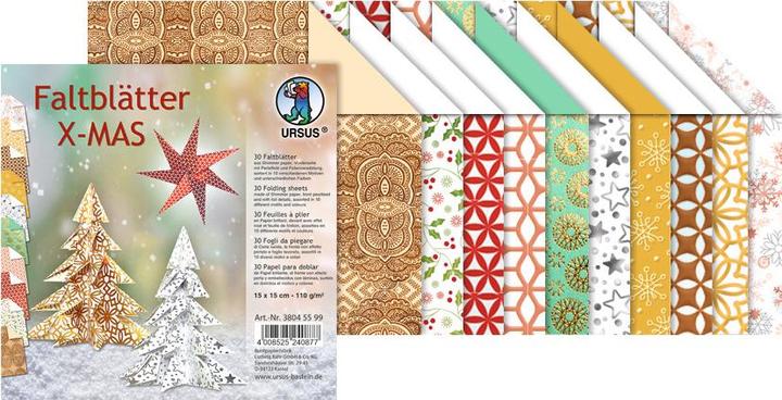 Image du produit Ursus Feuilles à plier X-Mas 15 x 15 cm, 110 g/m², 30 feuilles, multicolores (110 g/m², 30 x)