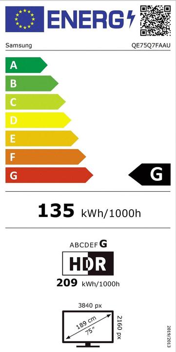 Energie-Label Samsung QE75Q7F (75", Q7F, QLED, 4K, 2025)