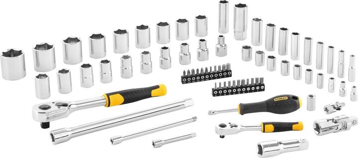 Actual product image Stanley Socket set, 72-piece, 1/2 inch, 1/4 inch, square, type socket and ratchet (21 mm)