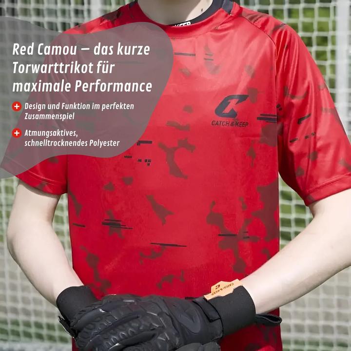 Actual product image Catch & Keep Trikot Red Camou Torwarttrikot Gr. 164 Kurzarm Fussball Shirt (164)