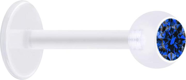 Produktbild Star Piercing Micro Labret transparent mit Kugel und Kristall dunkelblau (ohne Messing, Bioflex)
