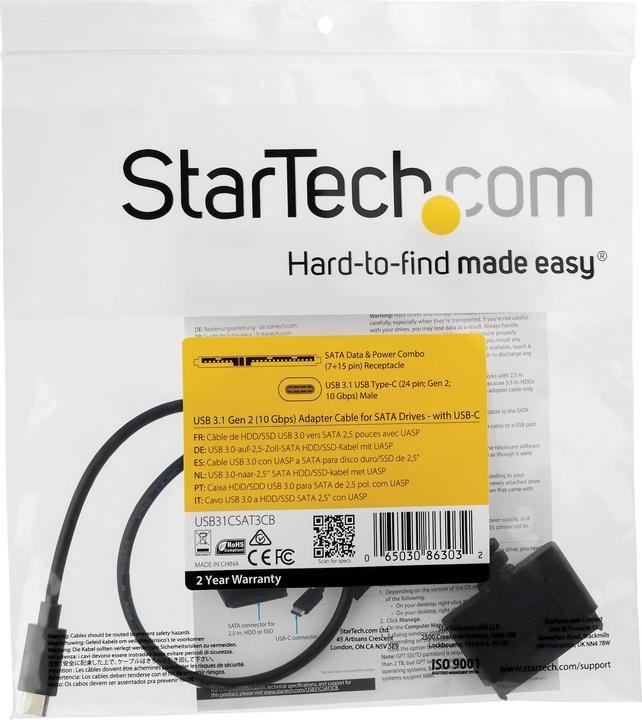 Immagine prodotto StarTech Adattatore da USB-C a SATA