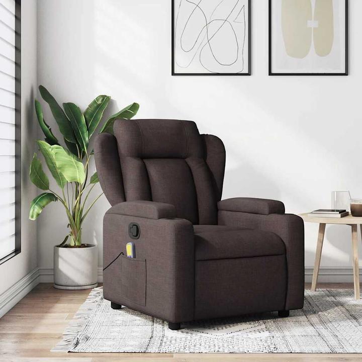 VidaXL Massagesessel Dunkelbraun Stoff,Farbe: Dunkelbraun,Material