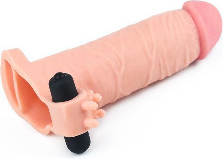 Actual product image Lovetoy Penis Sheath with Vibrator Pleasure X-Tender +50mm