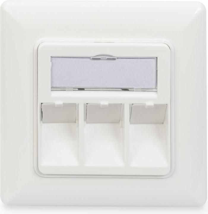 Actual product image Digitus Front panel for Keystone Jacks 3x RJ45 dust cover 80/80 + central plate pure white seperate mass..