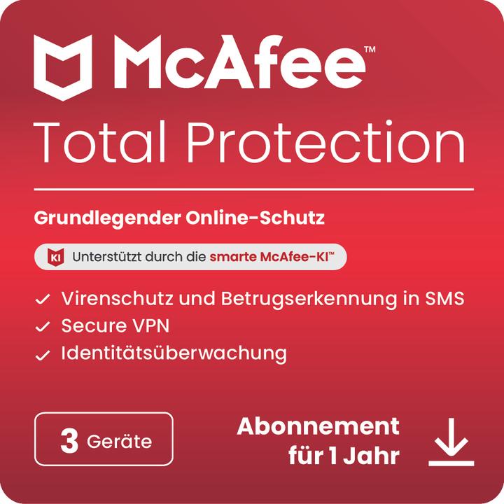 Produktbild McAfee Total Protection - 3 Geräte (3 User, 12 Monate)