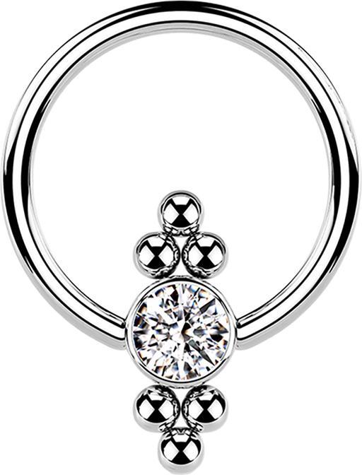 Star Piercing Ball Closure Ring silber Scheibe Kristall und Kugeln (Chirurgenstahl 316L, ohne Messing)