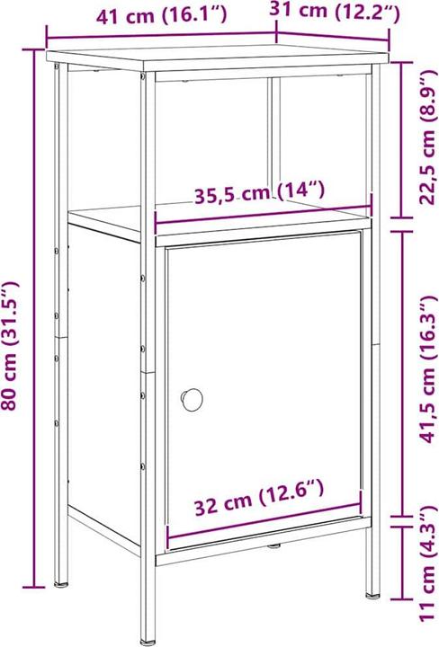 Produktbild VidaXL Nachttisch (31 x 80 cm)